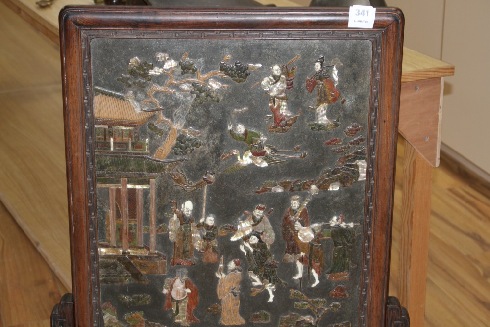 A late 19th / early 20th century Chinese hardstone table screen